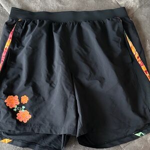 Under Armour Black Shorts with Floral Accents